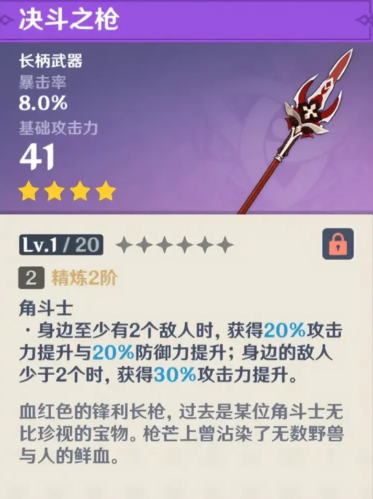 原神决斗之枪满级属性是多少 原神决斗之枪满级90级属性介绍